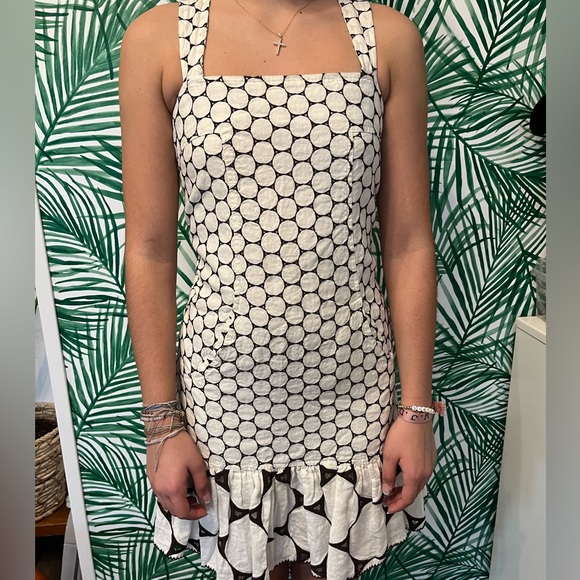 Diane Von Furstenburg Linen Eyelet Vacation Cocktail Dress 0 - Picture 3 of 6